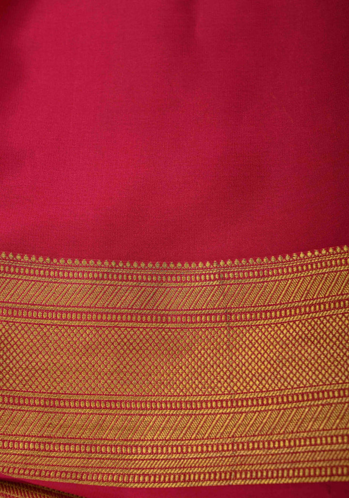 Cream Pure Mysore Silk Saree with Chunri Buttis and Contrast Zari Border | SILK MARK CERTIFIED