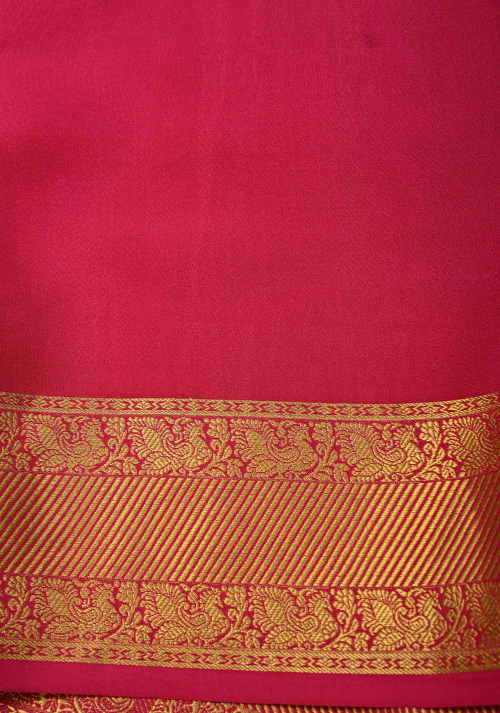 Ivory Pure Mysore Silk Saree with Jari Buttas and Zari Border | SILK MARK CERTIFIED