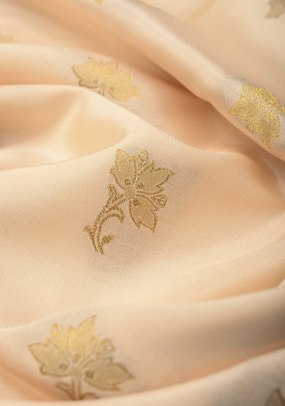 Ivory Pure Mysore Silk Saree with Jari Buttas and Zari Border | SILK MARK CERTIFIED
