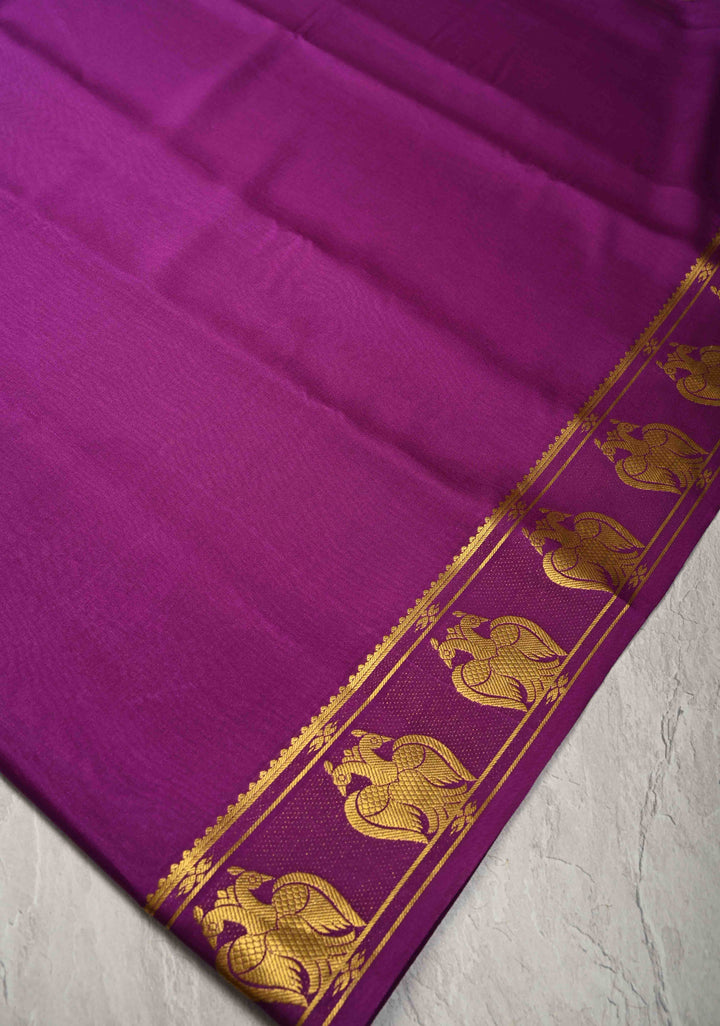 Vadamalli Purple Pure Mysore Silk Saree with Gandaberunda Buttas on Border | SILK MARK CERTIFIED