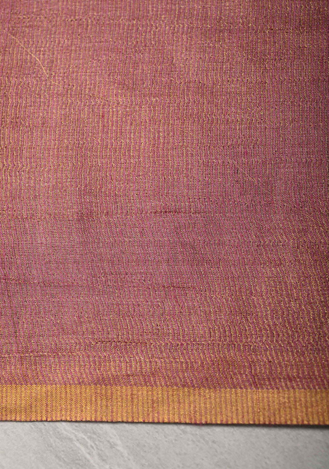 Rose Pink Geecha Tussar tissue Saree with Minimal Zari Border | SILK MARK CERTIFIED