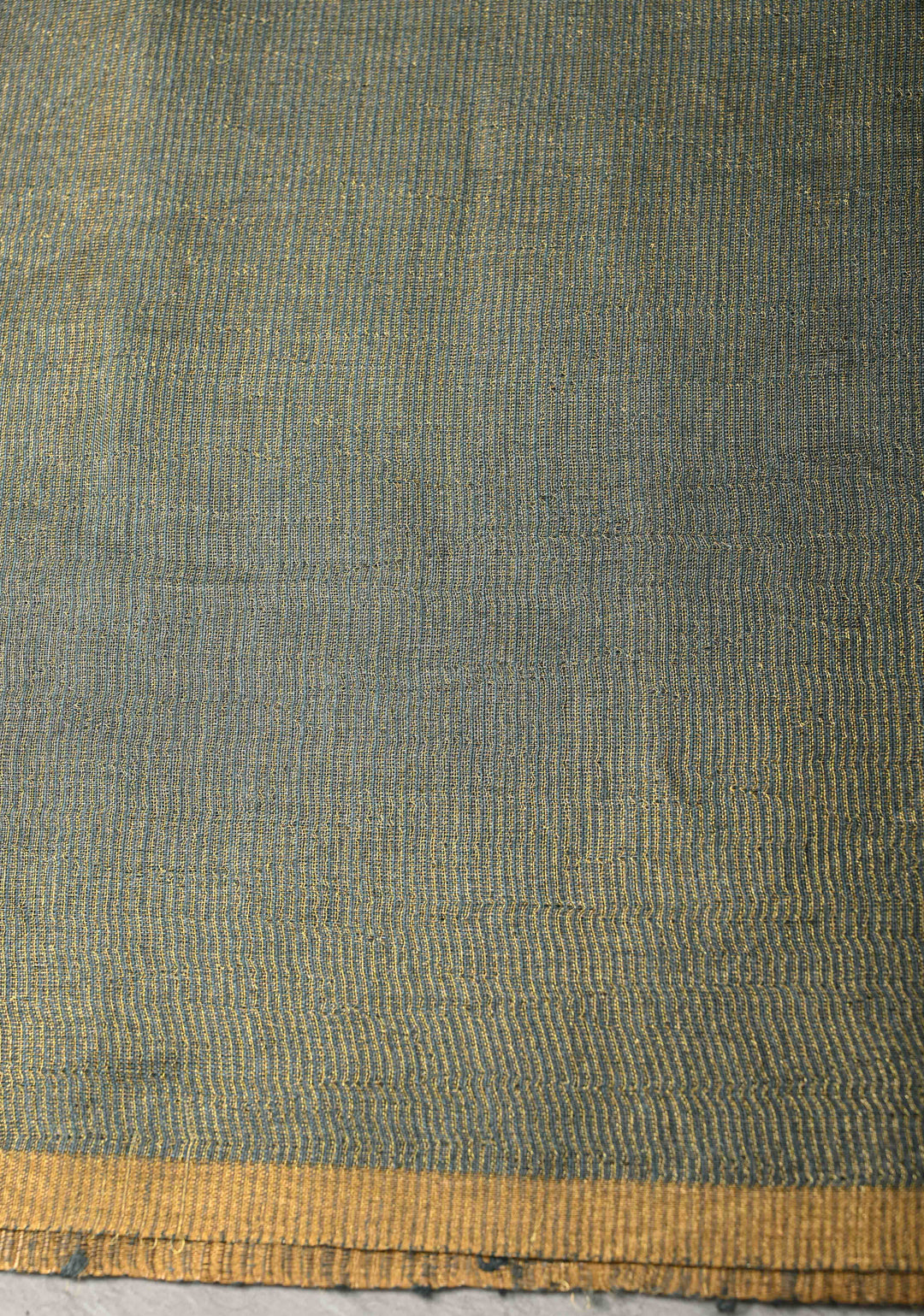 Viridian Green  Geecha Tussar tissue Saree with Minimal Zari Border | SILK MARK CERTIFIED