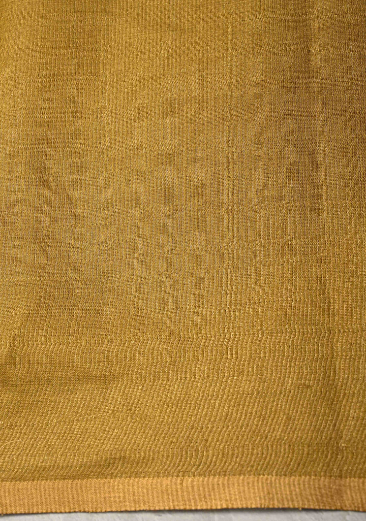 Gold Geecha Tussar tissue Saree with Minimal Zari Border | SILK MARK CERTIFIED