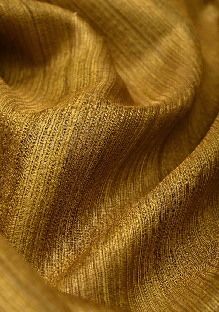 Gold Geecha Tussar tissue Saree with Minimal Zari Border | SILK MARK CERTIFIED