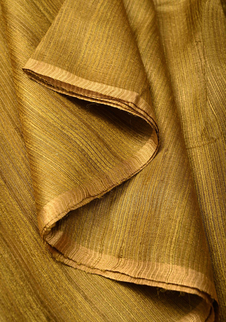 Gold Geecha Tussar tissue Saree with Minimal Zari Border | SILK MARK CERTIFIED