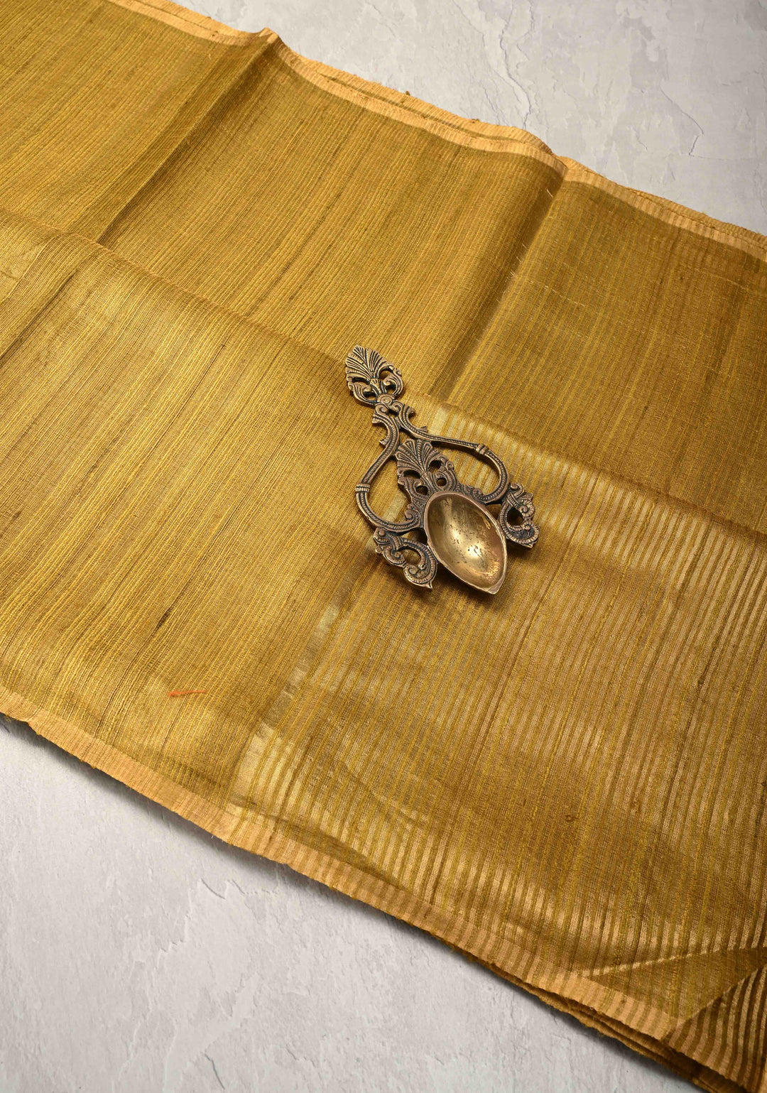 Gold Geecha Tussar tissue Saree with Minimal Zari Border | SILK MARK CERTIFIED