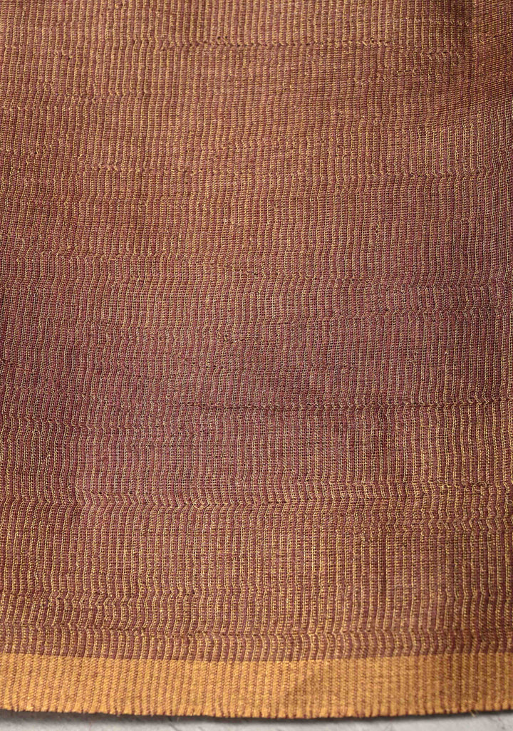 Dusty Rose Geecha Tussar tissue Saree with Minimal Zari Border | SILK MARK CERTIFIED