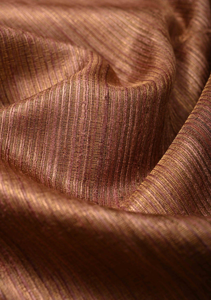 Dusty Pink  Geecha Tussar tissue Saree with Minimal Zari Border | SILK MARK CERTIFIED