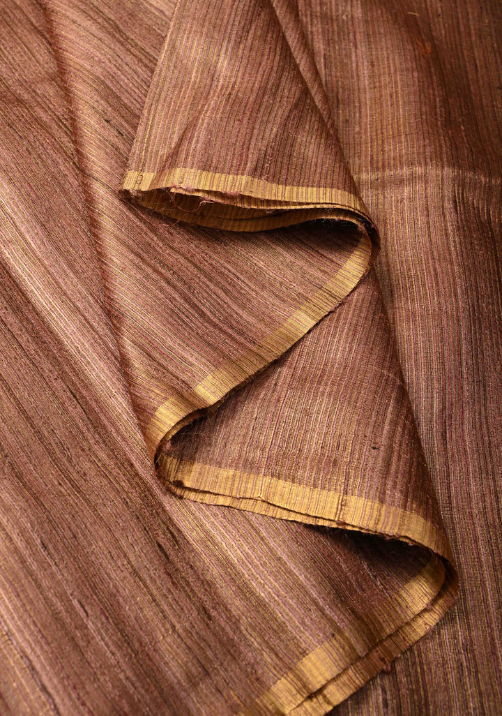 Dusty Pink  Geecha Tussar tissue Saree with Minimal Zari Border | SILK MARK CERTIFIED