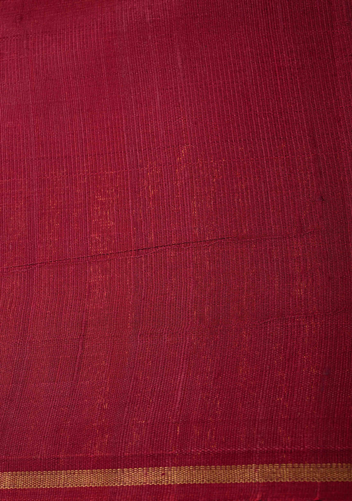 Maroon Tussar Silk saree with Zari  Border | SILK MARK CERTIFIED