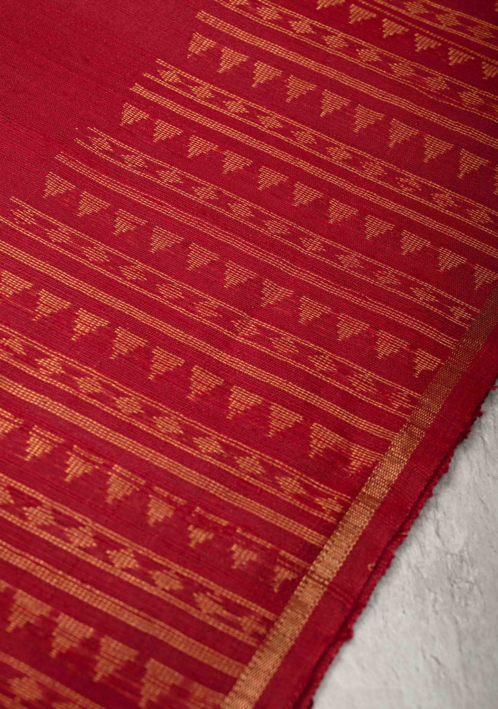 Maroon Tussar Silk saree with Zari  Border | SILK MARK CERTIFIED