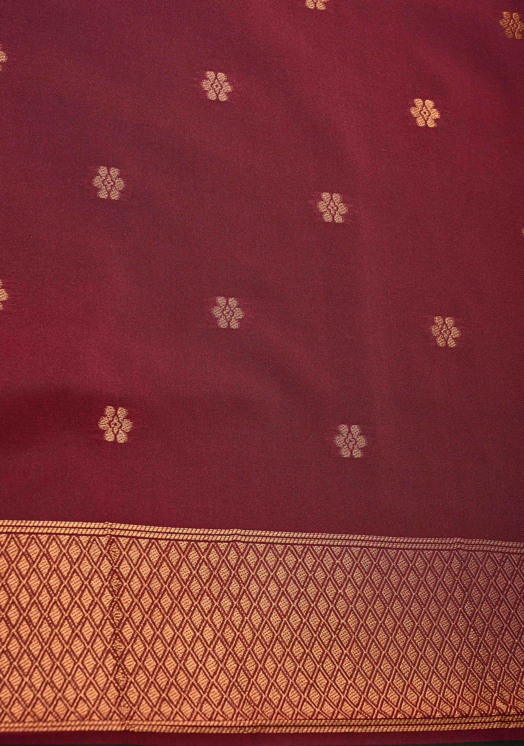 Dark Green Kanchi Semi Silk Saree with Gold silver Zari Buttas and Border Less