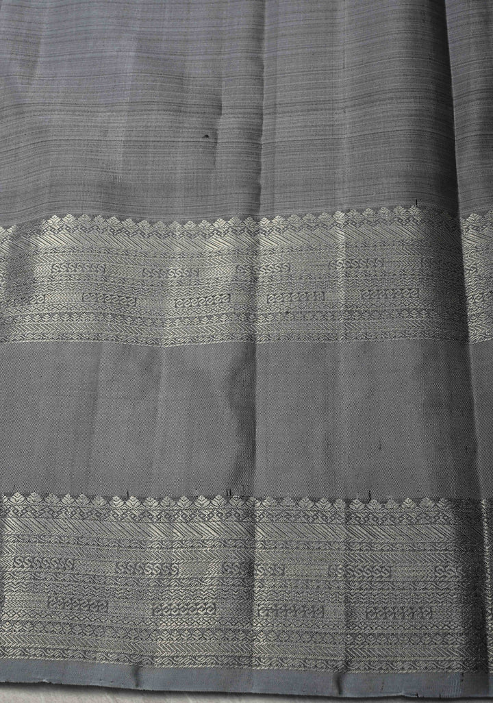 Bright Pink Gold-Silver Buttas on Pure Kanjivaram Silk Saree with Parsi Gara Machine Embroidery on Rettaipet Border | SILK MARK CERTIFIED