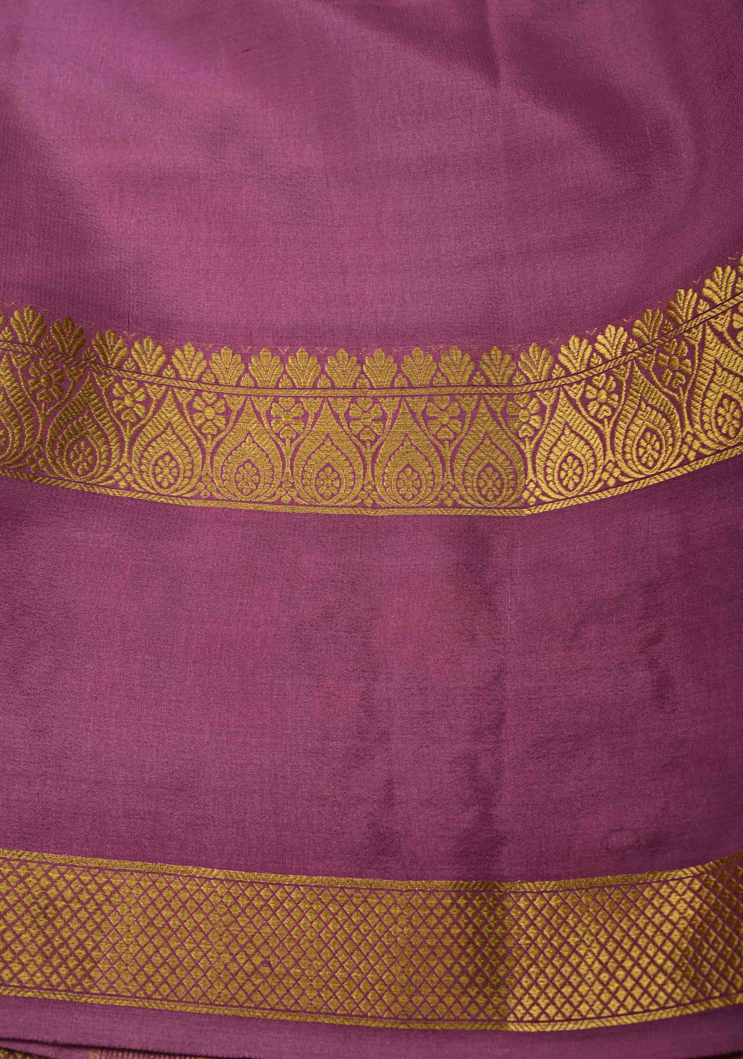 Light Lavender Mysore Silk Saree with Floral Digital Print and Machine Embroidery on Rettaipet Border | SILK MARK CERTIFIED