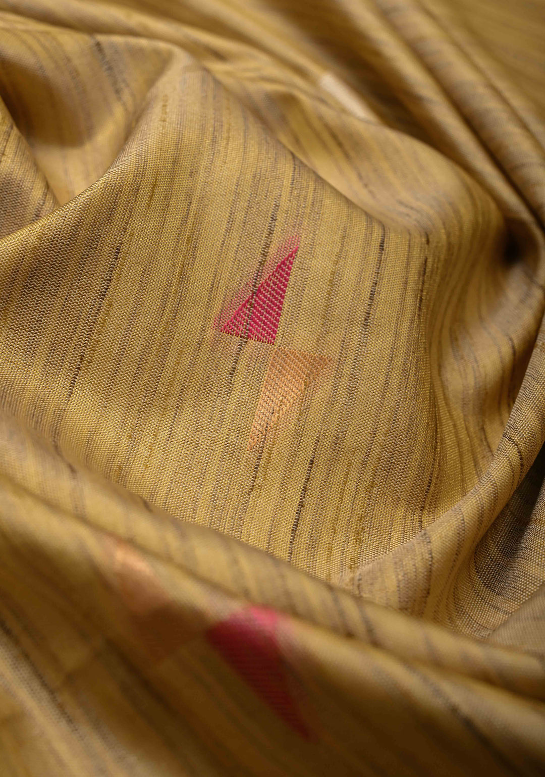 Muted Yellow Kanchi Semi Silk Saree with Meenakari  Buttas and Multicolor Temple Border