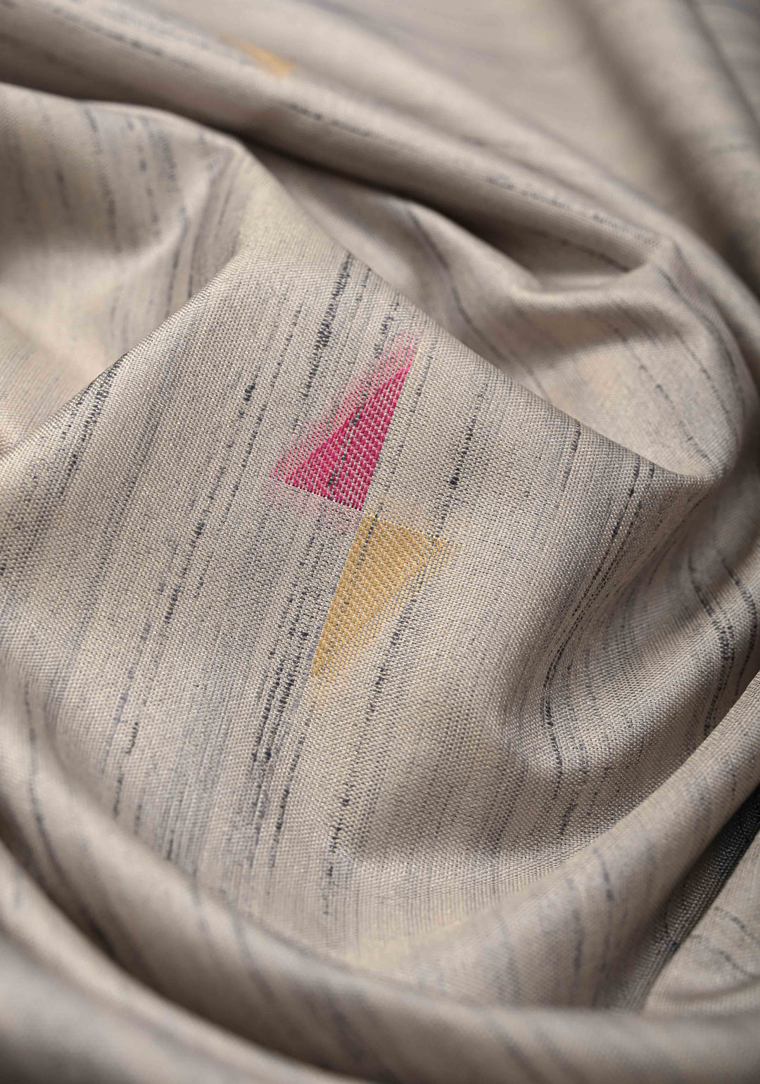 Grey Kanchi Semi Silk Saree with Meenakari  Buttas and Multicolor Temple Border