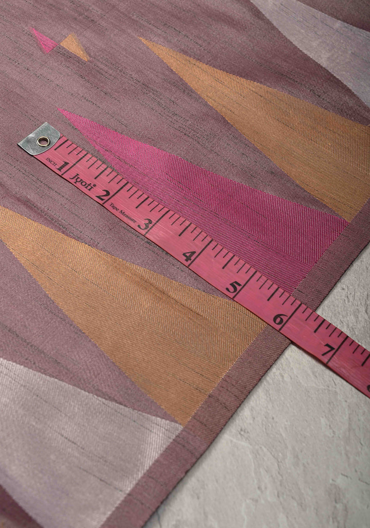 Dusty Mauve Kanchi Semi Silk Saree with Meenakari  Buttas and Multicolor Temple Border