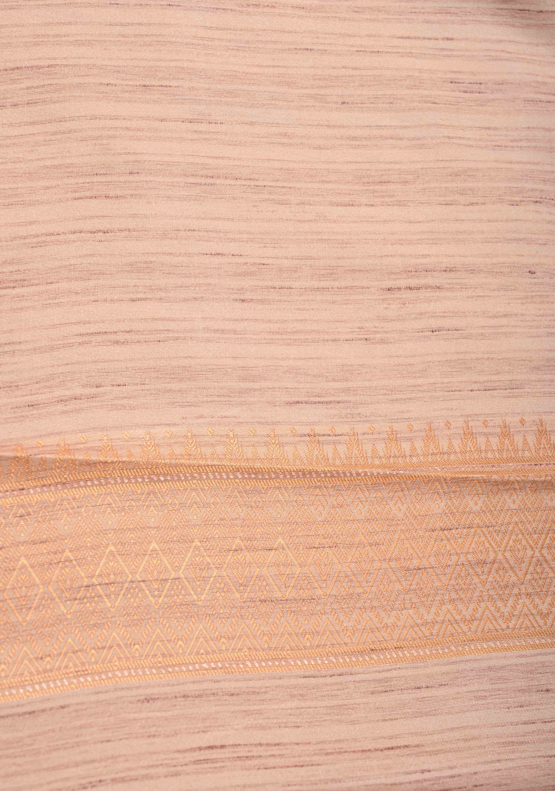 Beige Kanchi Semi Silk Saree with Meenakari  Buttas and Multicolor Temple Border