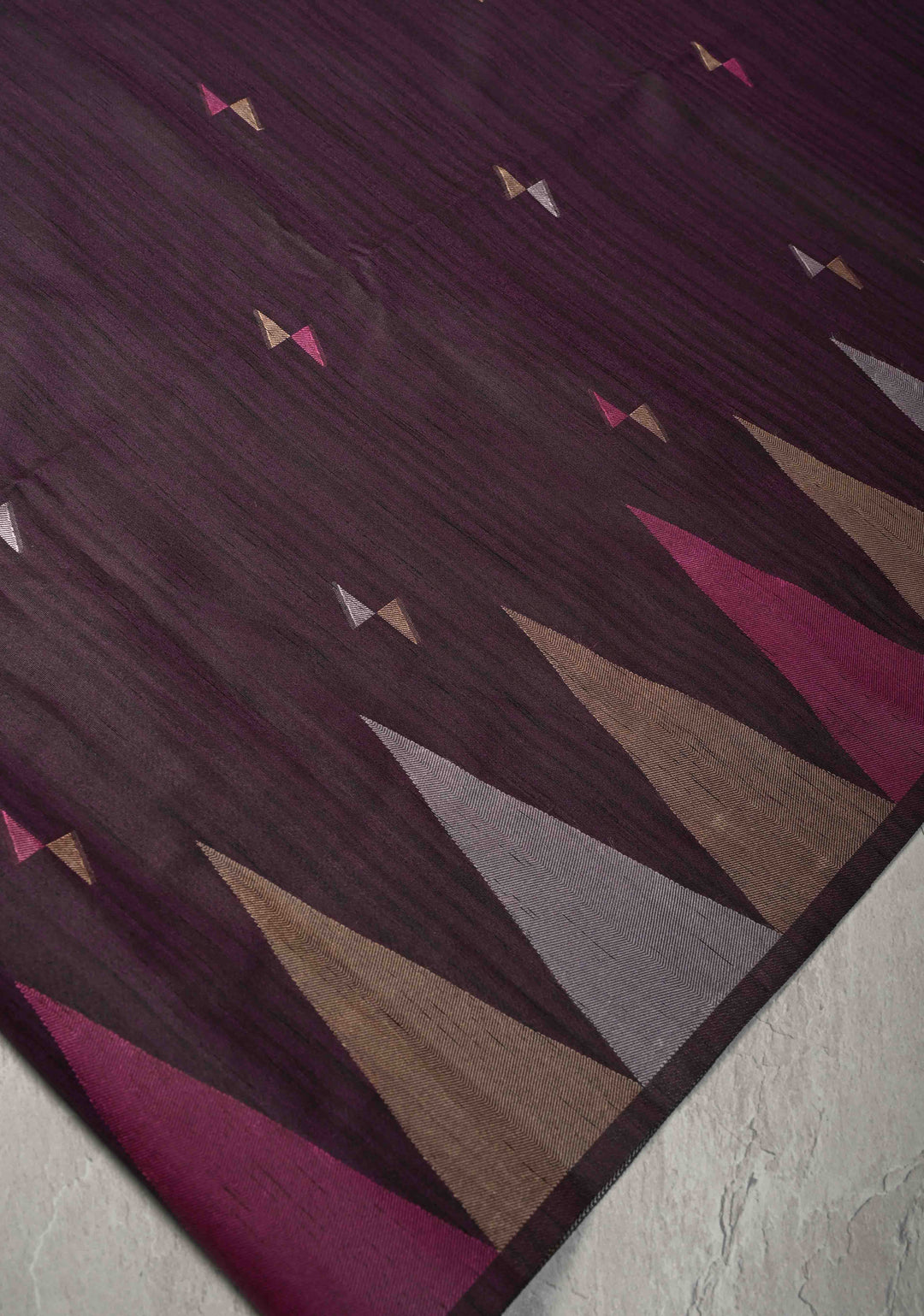 Dark Purple Kanchi Semi Silk Saree with Meenakari  Buttas and Multicolor Temple Border