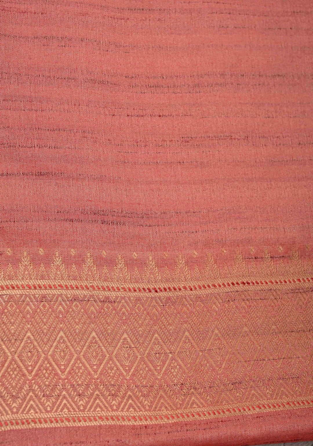 Rose Pink Kanchi Semi Silk Saree with Meenakari  Buttas and Multicolor Temple Border