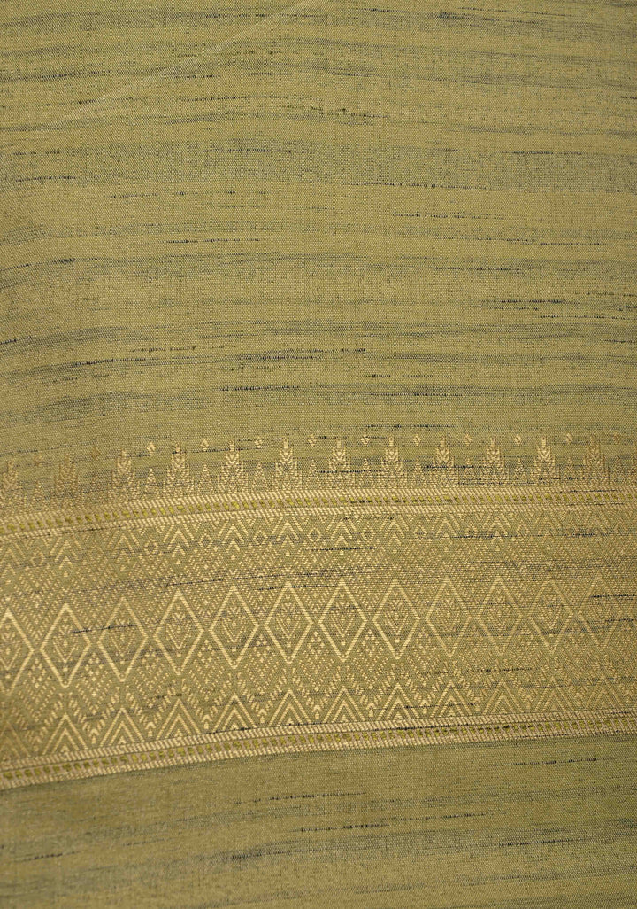 Pista Green Kanchi Semi Silk Saree with Meenakari  Buttas and Multicolor Temple Border