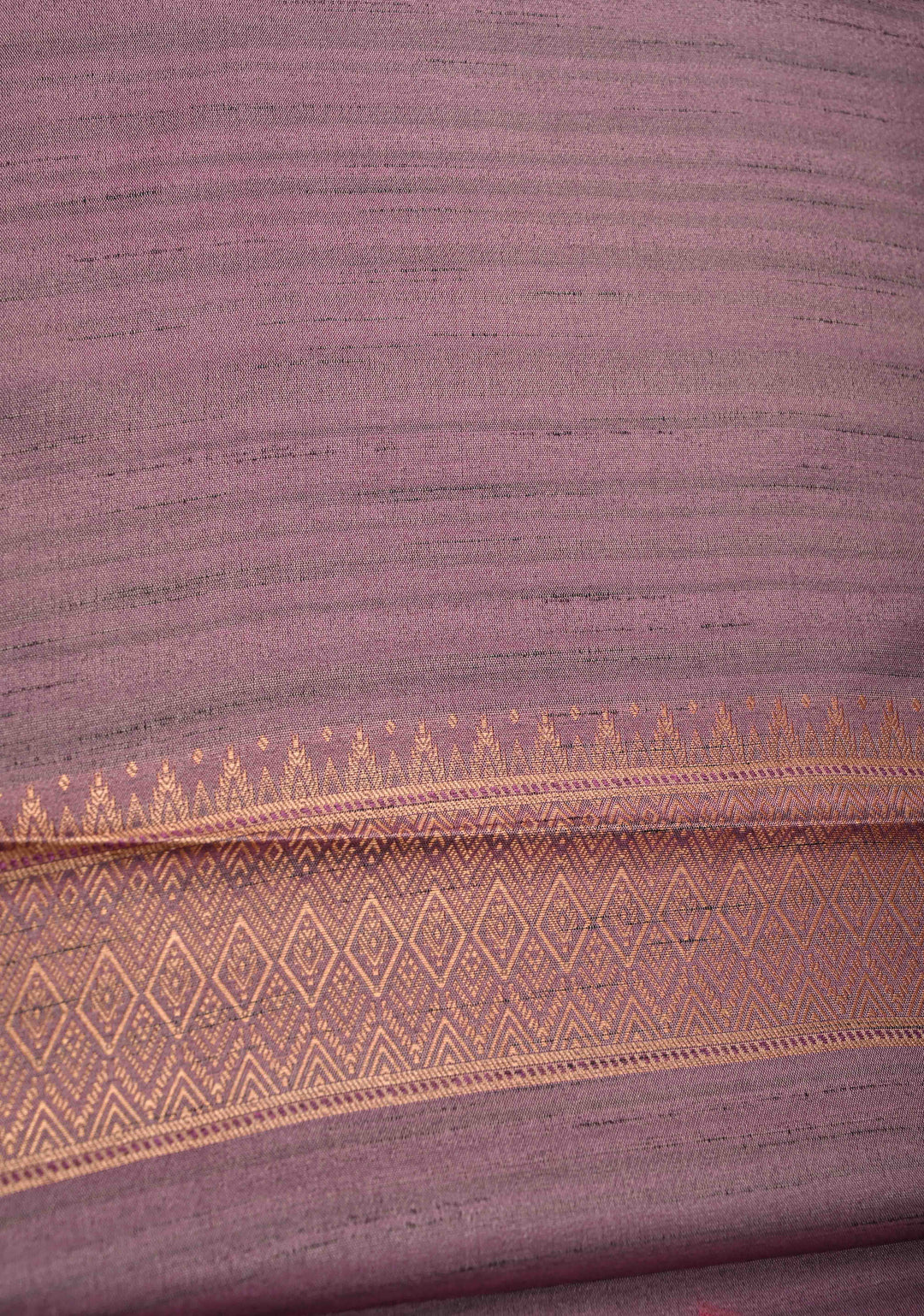 Mauve Kanchi Semi Silk Saree with Meenakari  Buttas and Multicolor Temple Border