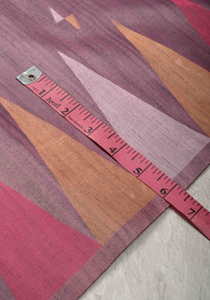 Mauve Kanchi Semi Silk Saree with Meenakari  Buttas and Multicolor Temple Border
