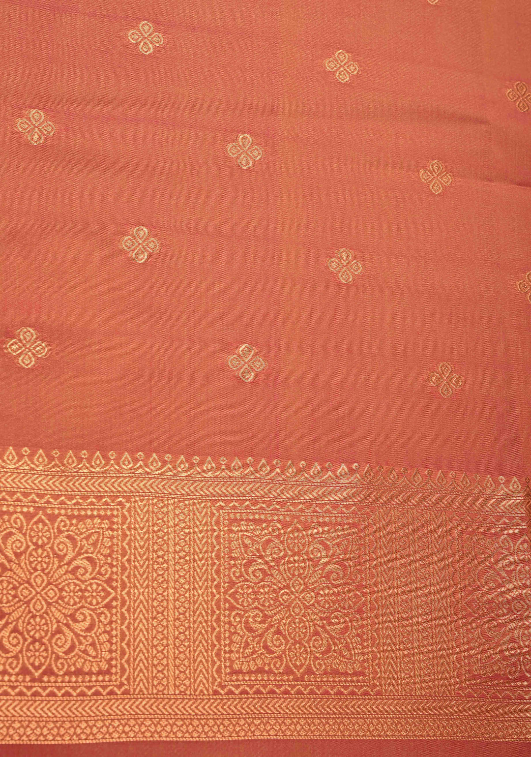 Olive Yellow Kanchi Semi Silk Saree with Paisley Zari Buttas and Geomatric Motifs on Border