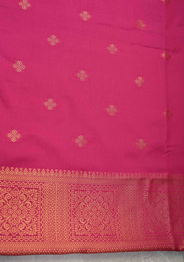 Purple Dual tone Kanchi Semi Silk Saree with Paisley Zari Buttas and Geomatric Motifs on Border