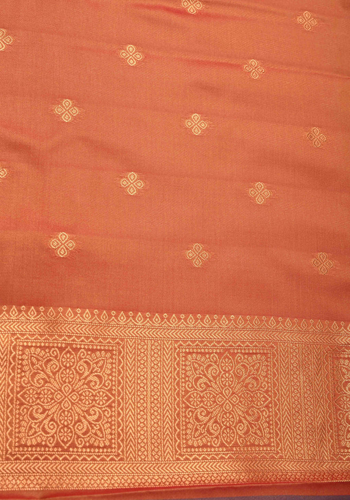 Plum Dual tone Kanchi Semi Silk Saree with Paisley Zari Buttas and Geomatric Motifs on Border