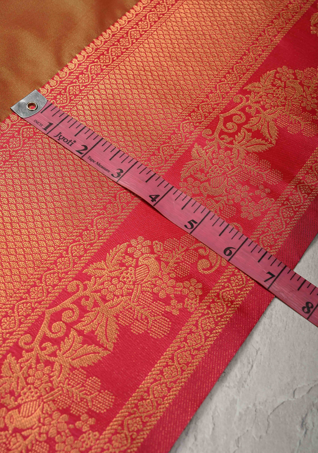 Pink Green Dual Tone Kanchi Semi Silk Saree with Floral Meenakari Buttas and Contrast Zari Border