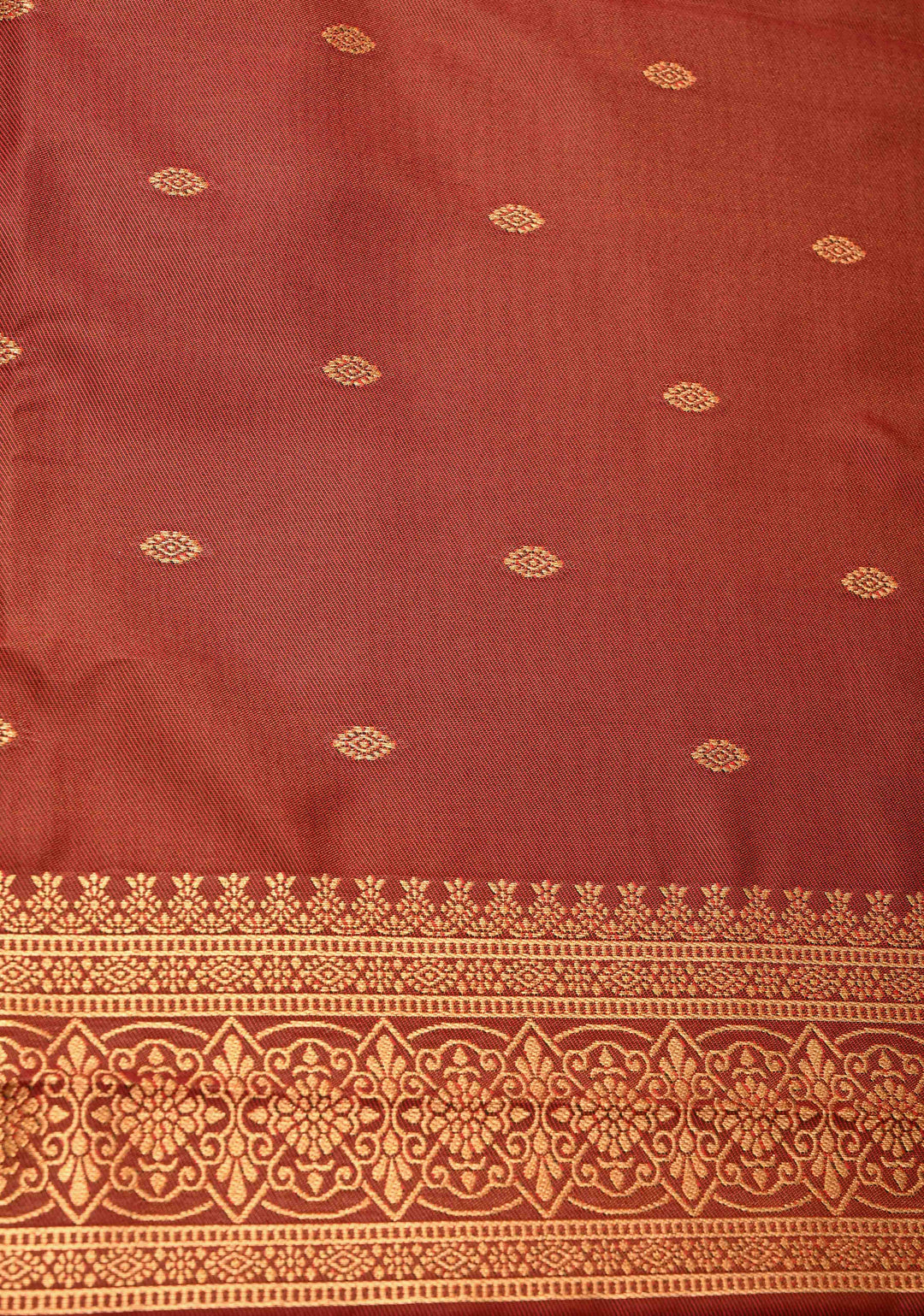 Orange Kanchi Semi Silk Saree with Elephant-Peacock Buttas and Distinct Motif Contrast Zari Border