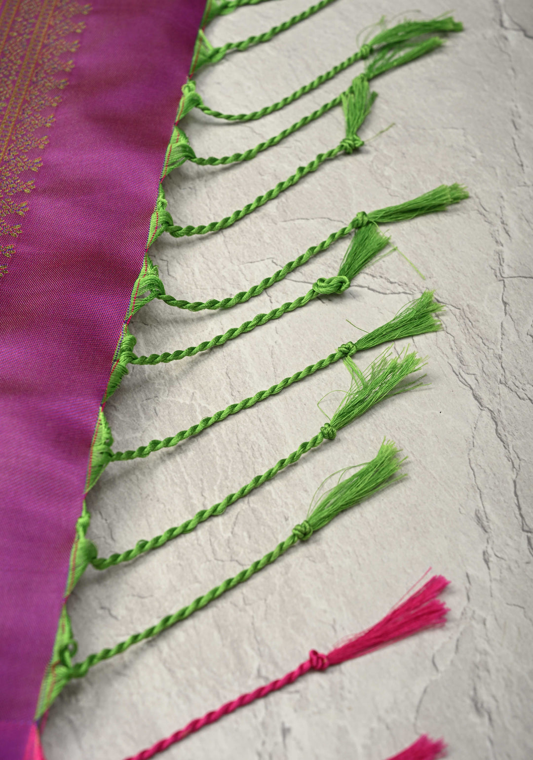 Green Dual Tone Kanchi Semi Silk Saree with Elephant-Peacock Buttas and Contrst Zari Border