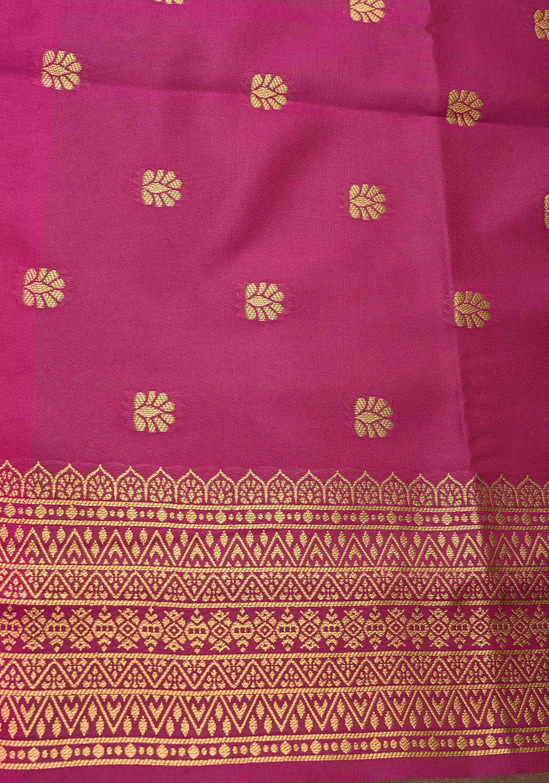 Green Pink Dual Tone Kanchi Semi Silk Saree with Zari Alfi  Buttas and Contrast Zari Border