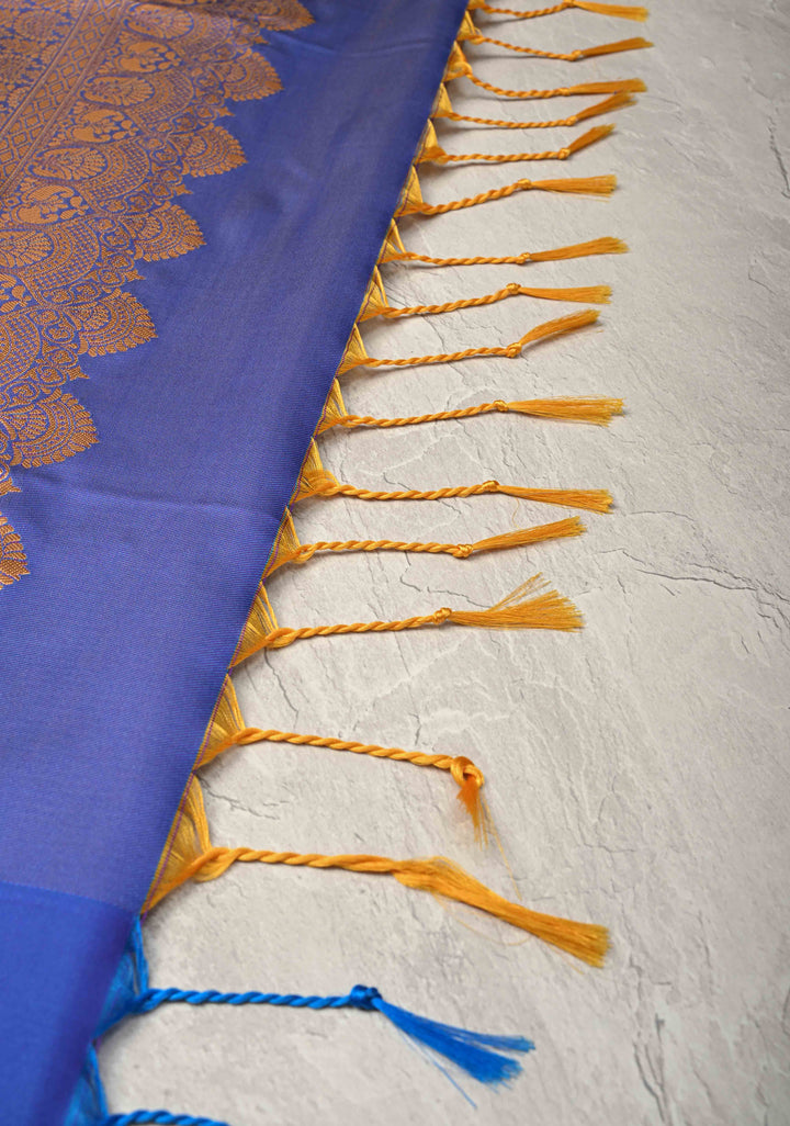 Lilac Dual Tone Kanchi Semi Silk Saree with Vertical Stripes Zari Buttas  and Contrst Zari Border