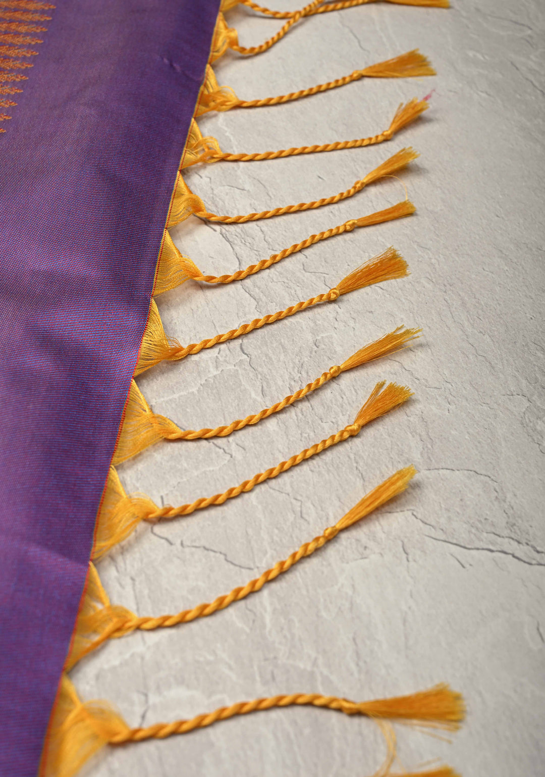 Sunset Orange Dual Tone Kanchi Semi Silk Saree with Vertical Stripes Zari Buttas  and Contrst Zari Border