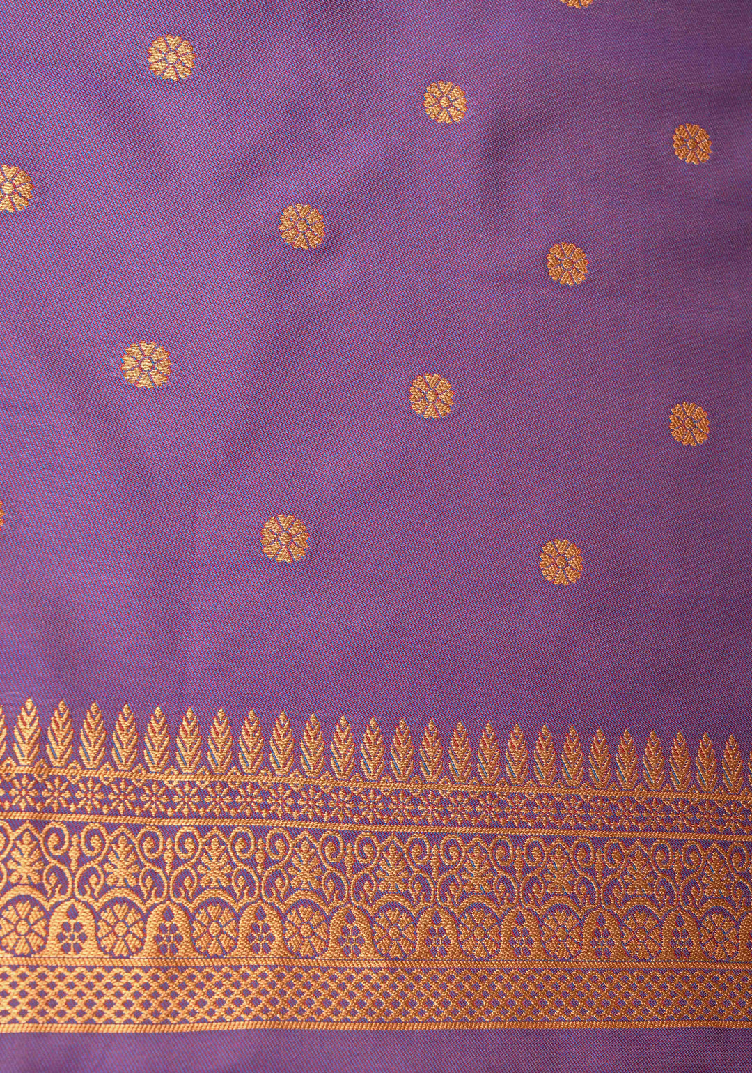 Sunset Orange Dual Tone Kanchi Semi Silk Saree with Vertical Stripes Zari Buttas  and Contrst Zari Border