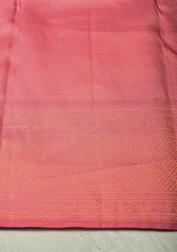 Rose Pink Pure Kanjivaram Silk Saree with Brocade and Zari Border | SILK MARK CERTIFIED