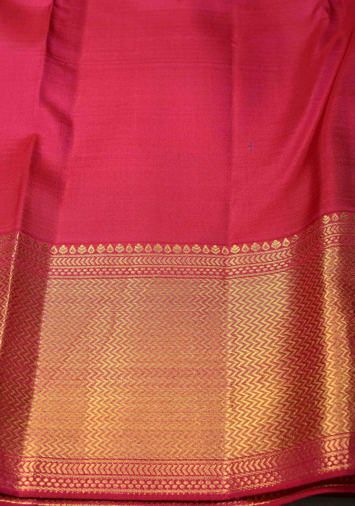 Rani Pink Pure Kanjivaram Silk Saree with Brocade and Zari Border | SILK MARK CERTIFIED