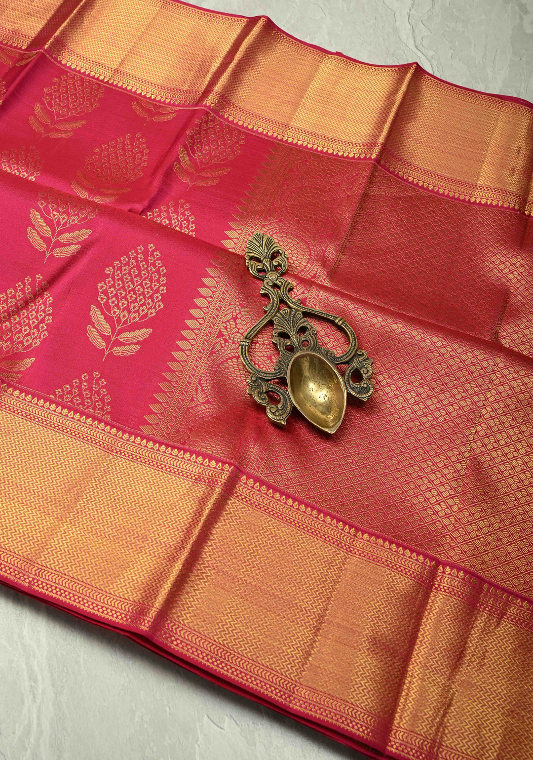 Rani Pink Pure Kanjivaram Silk Saree with Brocade and Zari Border | SILK MARK CERTIFIED