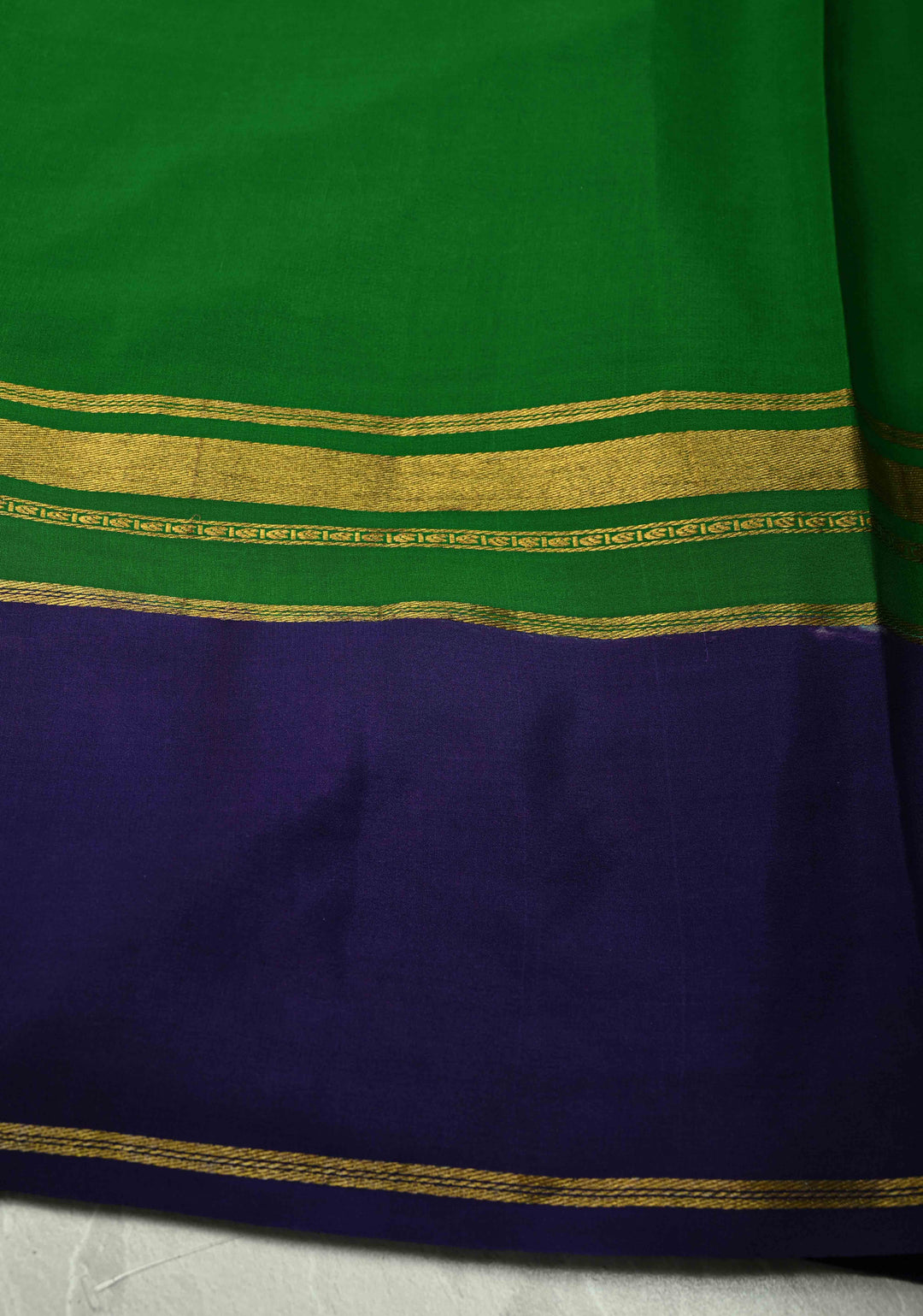 Crimson Red Mysore Silk Saree with Floral Embroidery on Contrast Border | SILK MARK CERTIFIED