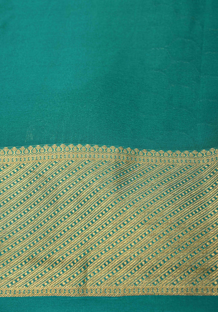 Purple floral Jaal on Mysore Silk saree with Machine embroidery, Cutwork and contrast Zari Border | SILK MARK CERTIFIED