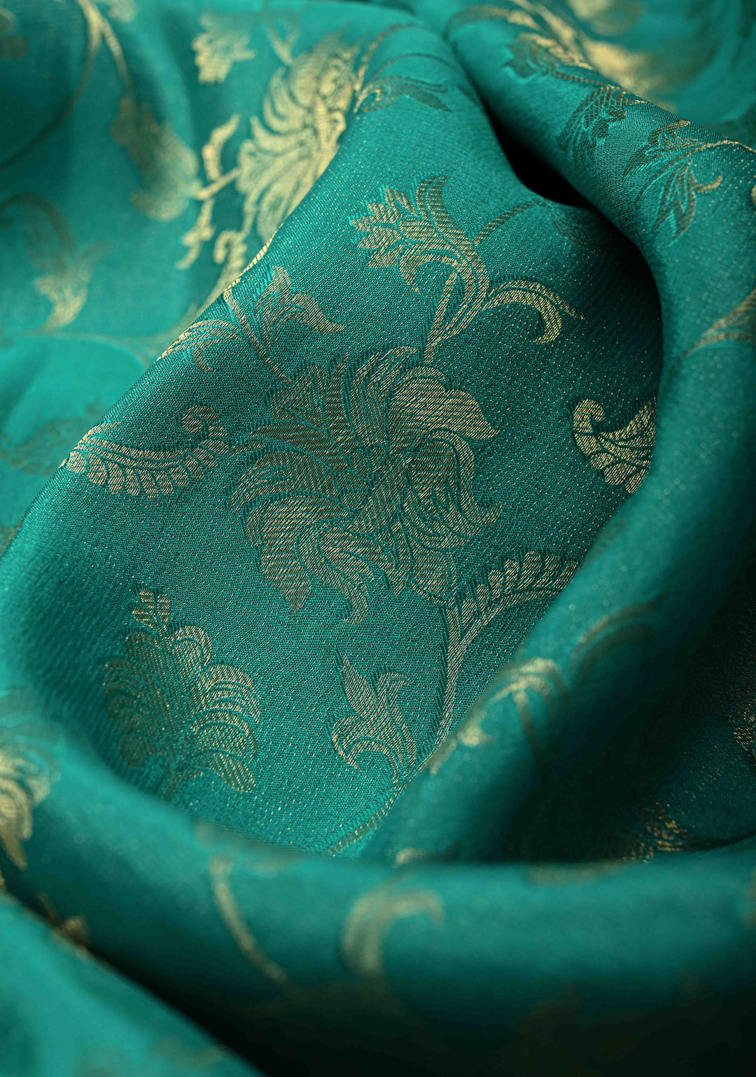 KSIC Grade Thickness Rama Green Floral jaal on Mysore Silk Saree with Machine Embroidery and Cutwork  | SILK MARK CERTIFIED