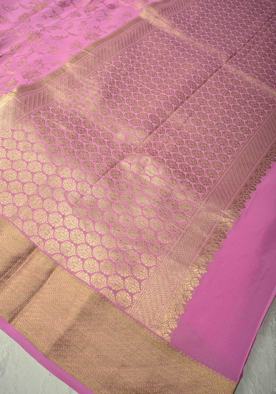 KSIC Grade Thickness Thistle Floral jaal on Mysore Silk Saree with Machine Embroidery and Cutwork  | SILK MARK CERTIFIED