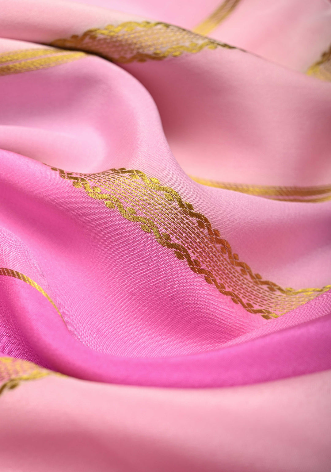 Pastel Hued horizontal Zari stripes Pure Mysore Silk Saree with Parsi Gara machine embroidery and zari border | SILK MARK CERTIFIED