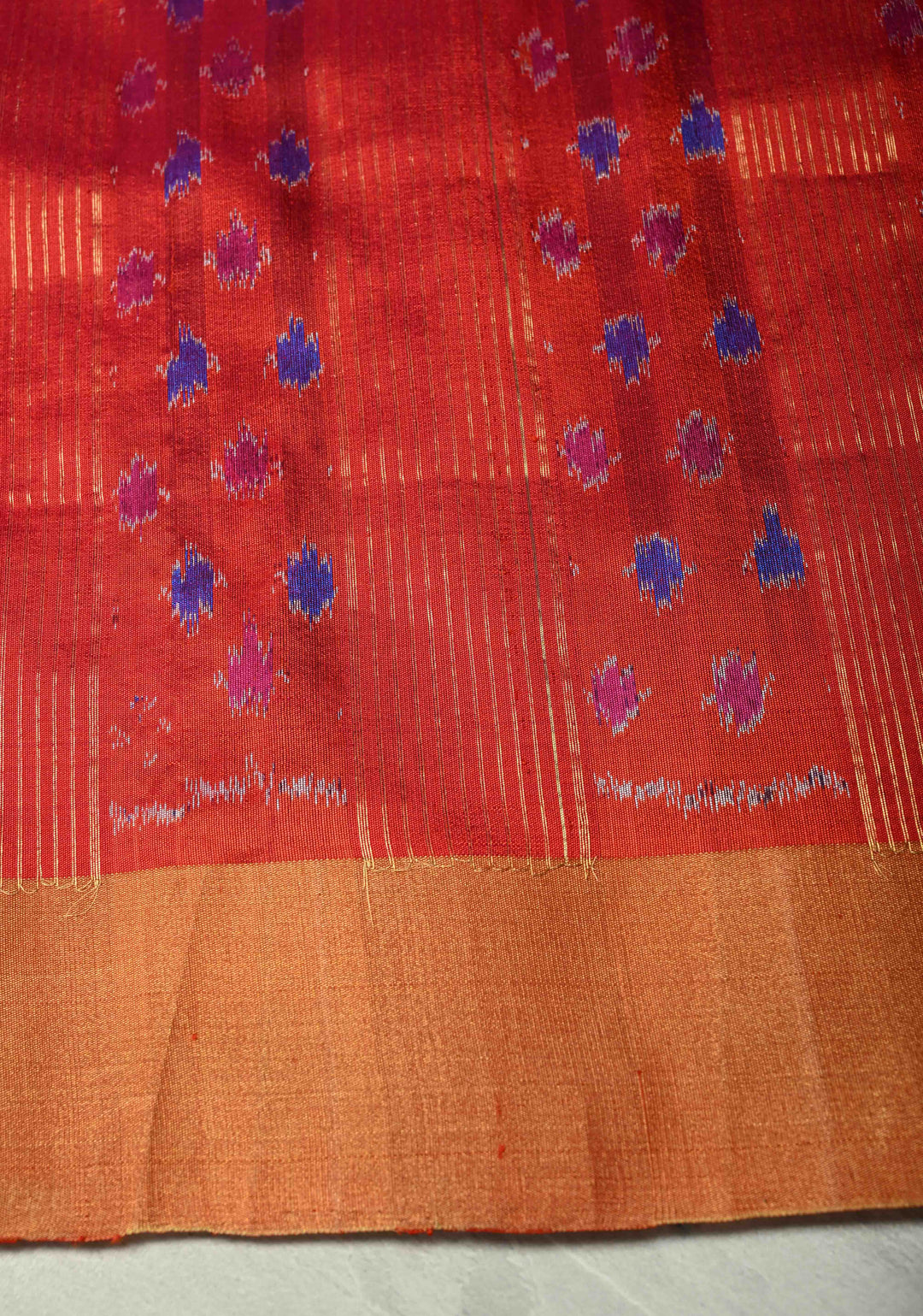 Dark Green Pure Raw Silk Saree with Floral Embroidery and Ikkat Pallu and Blouse Piece | SILK MARK CERTIFIED