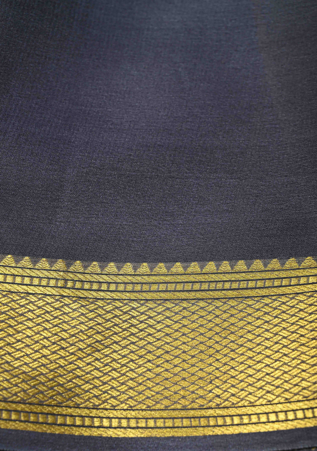 White-Gray Mysore Crepe Silk Saree with Shibori Dye and Zari Borders | SILK MARK CERTIFIED