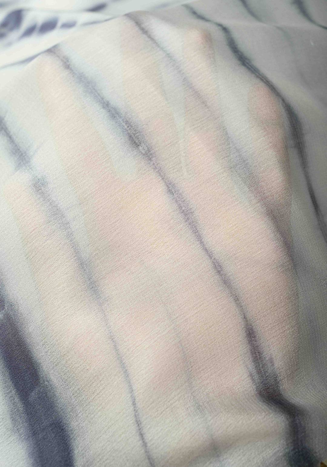 White-Gray Mysore Crepe Silk Saree with Shibori Dye and Zari Borders | SILK MARK CERTIFIED