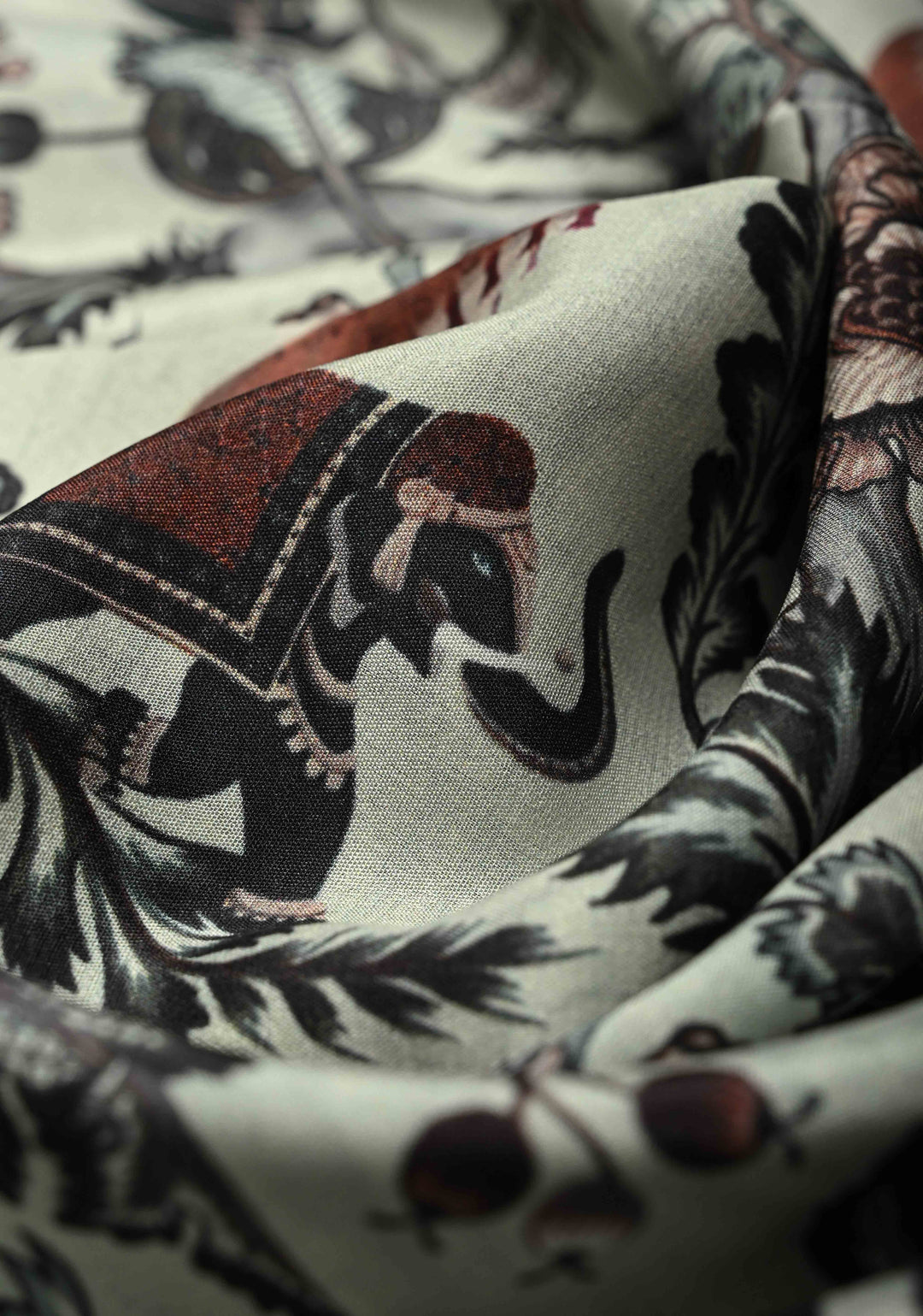 Sage Green Mysore Silk Saree with  Digital Print and Contrast Purple Zari Borders  | Silk Mark Certified