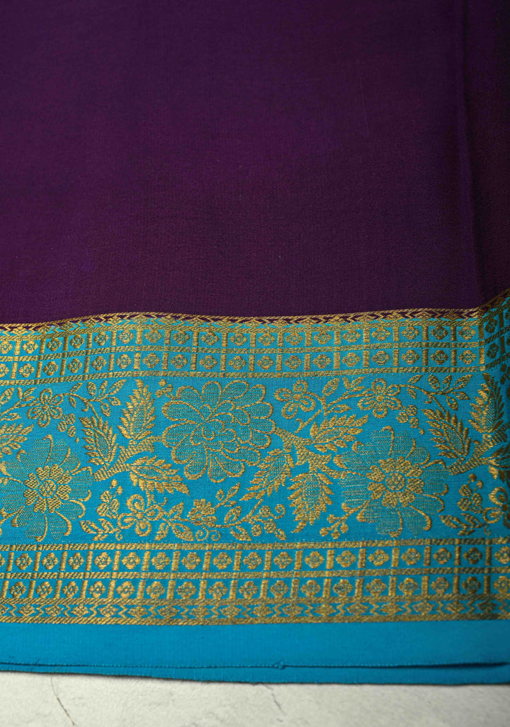 KSIC Grade Thickness Purple Zari Stripes on Mysore Silk Saree with Panel Design-Buttis and Ganga Jamuna Border| SILK MARK CERTIFIED